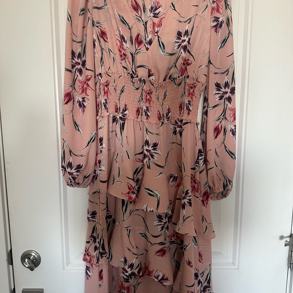 Free Press Pink Floral Long Sleeve Dress